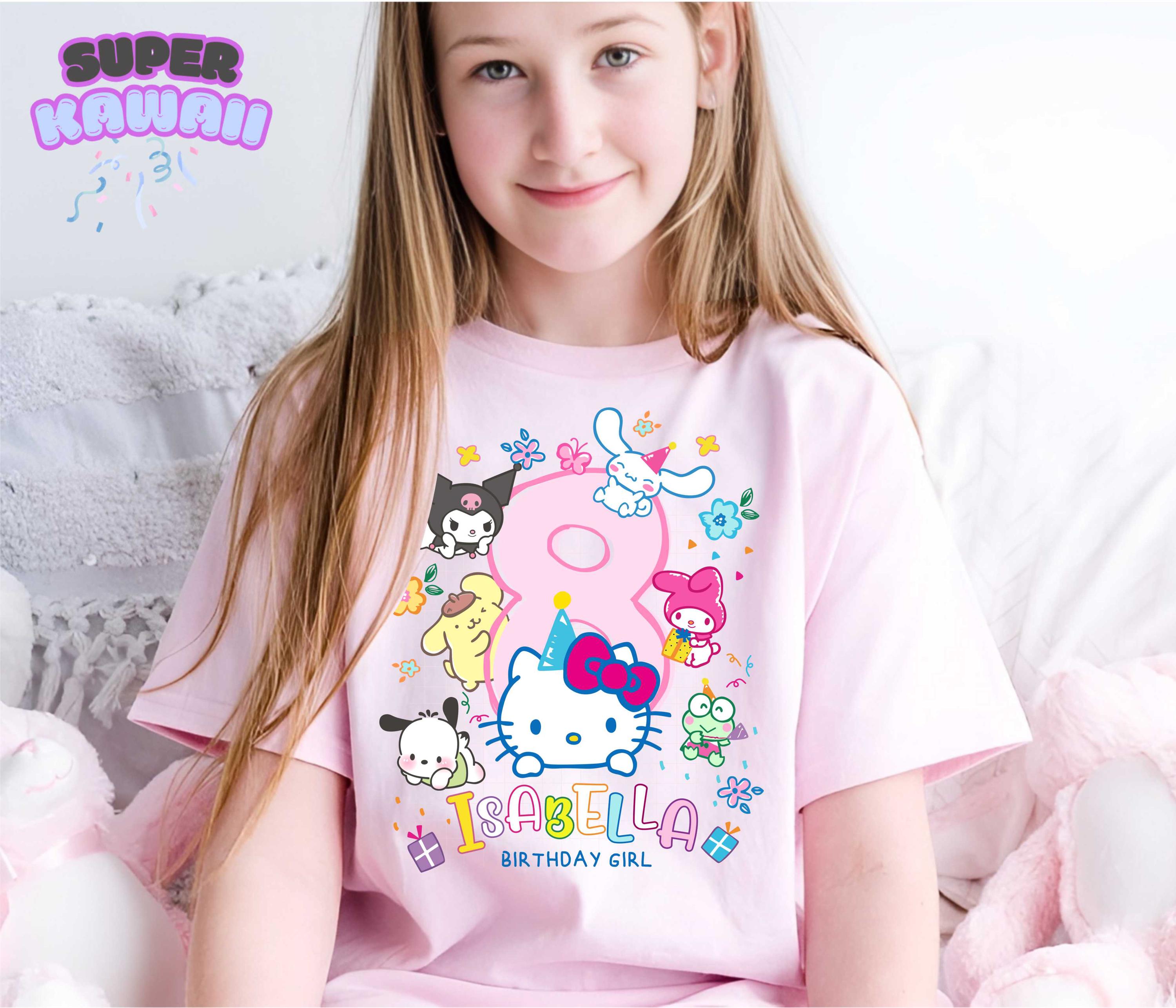 Personalized Cute Catt Birthday Tshirt, Kawaii Cart Birthday Theme Party, Cute Shirt, Personalized Family Birthday Party, Gifts KIT02