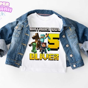 Custom Game Birthday Shirt, MineC Birthday Party Theme, Personalized Family Birthday Party Tee, Gifts for birthday girl or boy, MIN10