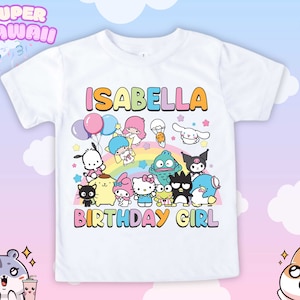 Personalized Cute Catt Birthday Tshirt, Kawaii Cart Birthday Theme Party, Cute Shirt, Personalized Family Birthday Party, Gifts for Birthday