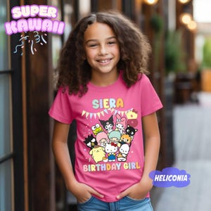 Personalized Cute Catt Birthday Tshirt, Kawaii Cart Birthday Theme Party, Cute Shirt, Personalized Family Birthday Party, Gifts for Birthday