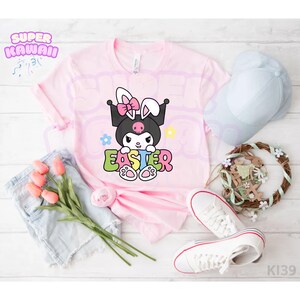 Kawaii kitty easter t-shirt, kawaii cat easter theme party t-shirt, personalized family t-shirt, gift for girls, unisex t-shirt X KI39