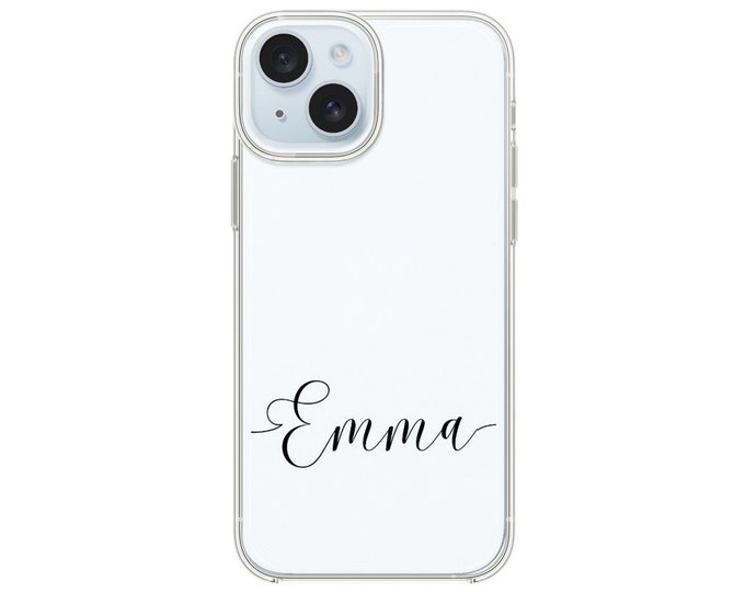 Customized Phone Case with Personalized Name Print on a Clear Case