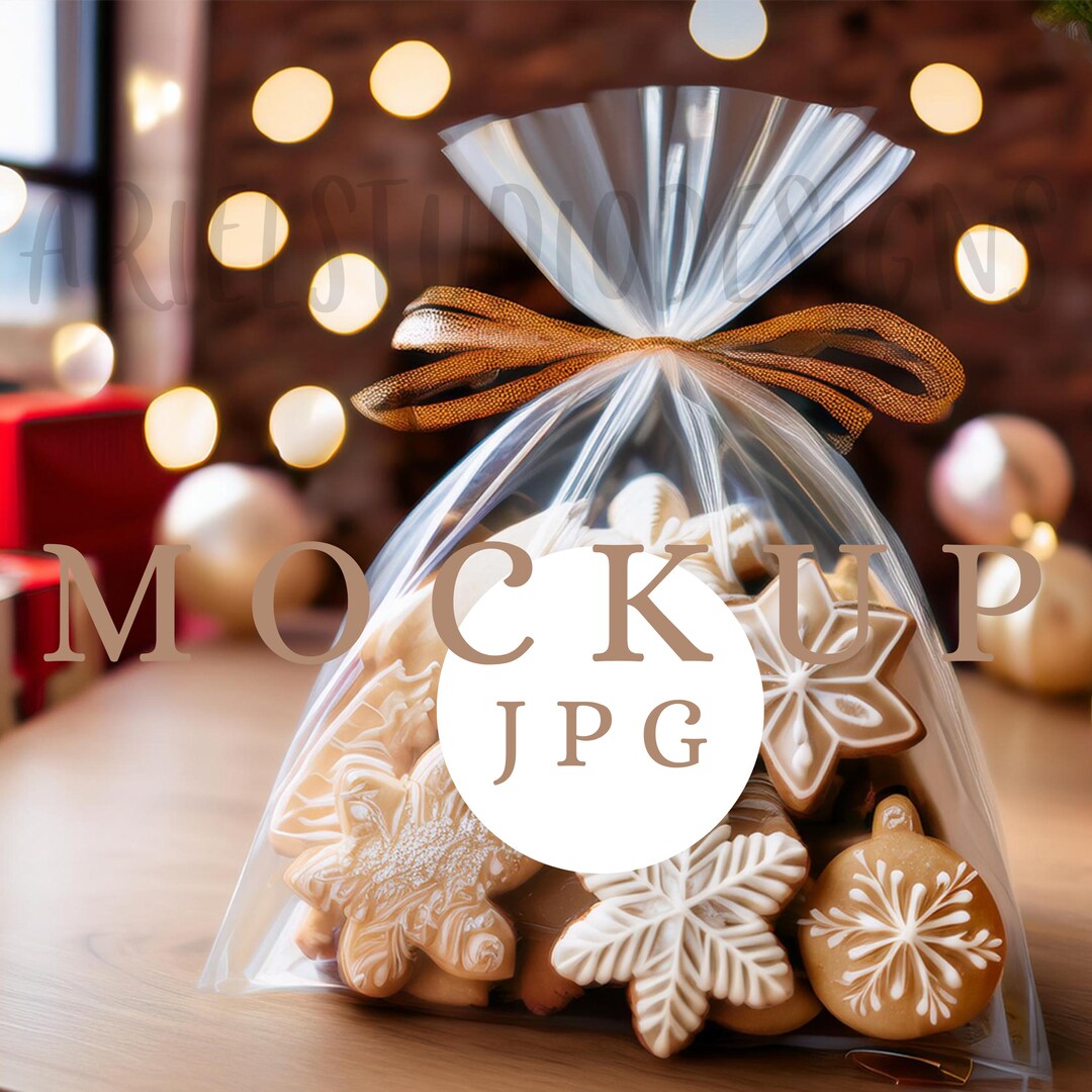 Christmas Cookie Sticker Mockup for Festive Holiday Packaging Printable ...