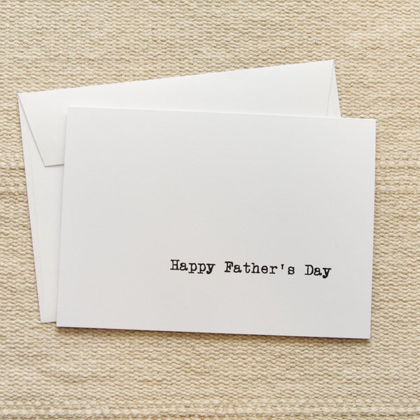 Simple Minimalist Father's Day Card | Vintage Typewriter Card for Dad, Black and White, Blank Inside, Large 5 by 7 Card Clean Uncluttered