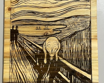 Rustic Print "The Scream" Reclaimed Wood Wall Art