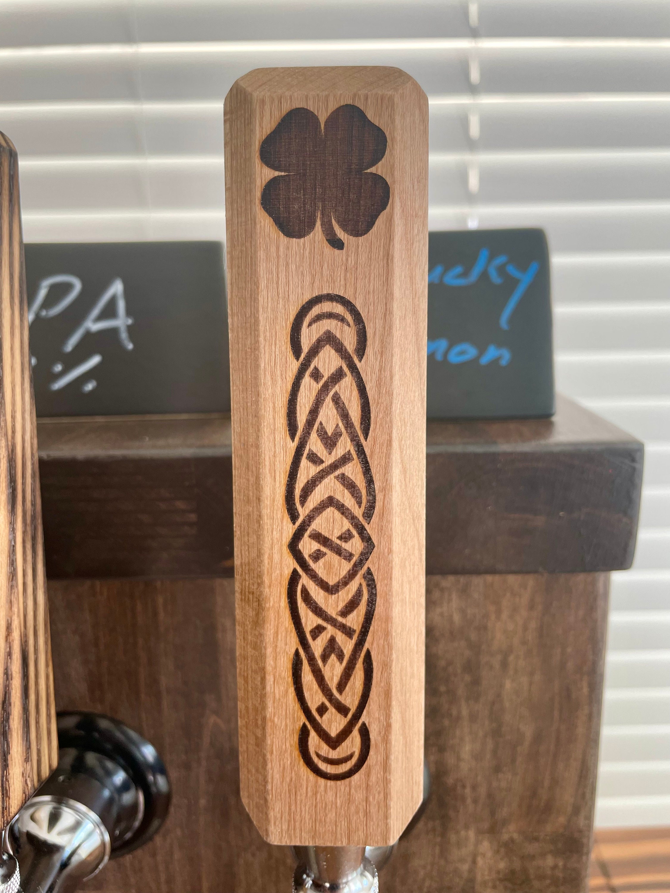 Maple or Cherry Wood Beer Tap Handle: 4 Leaf Clover Design - Etsy