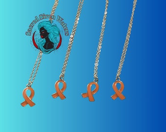 Leukemia Ribbon Survivor Awareness Gift Charm Cancer Necklace.