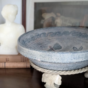 Artisan Ceramic Bowl with Pedestal: Dragonfly & Leaf Studio Pottery