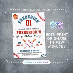 Baseball invitation, national league birthday invitation template, Printable editable invite, rookie of year, sports invite, base ball party