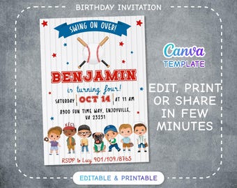 Baseball invitation, national league birthday invitation template, Printable editable invite, rookie of year, sports invite, sandlot party