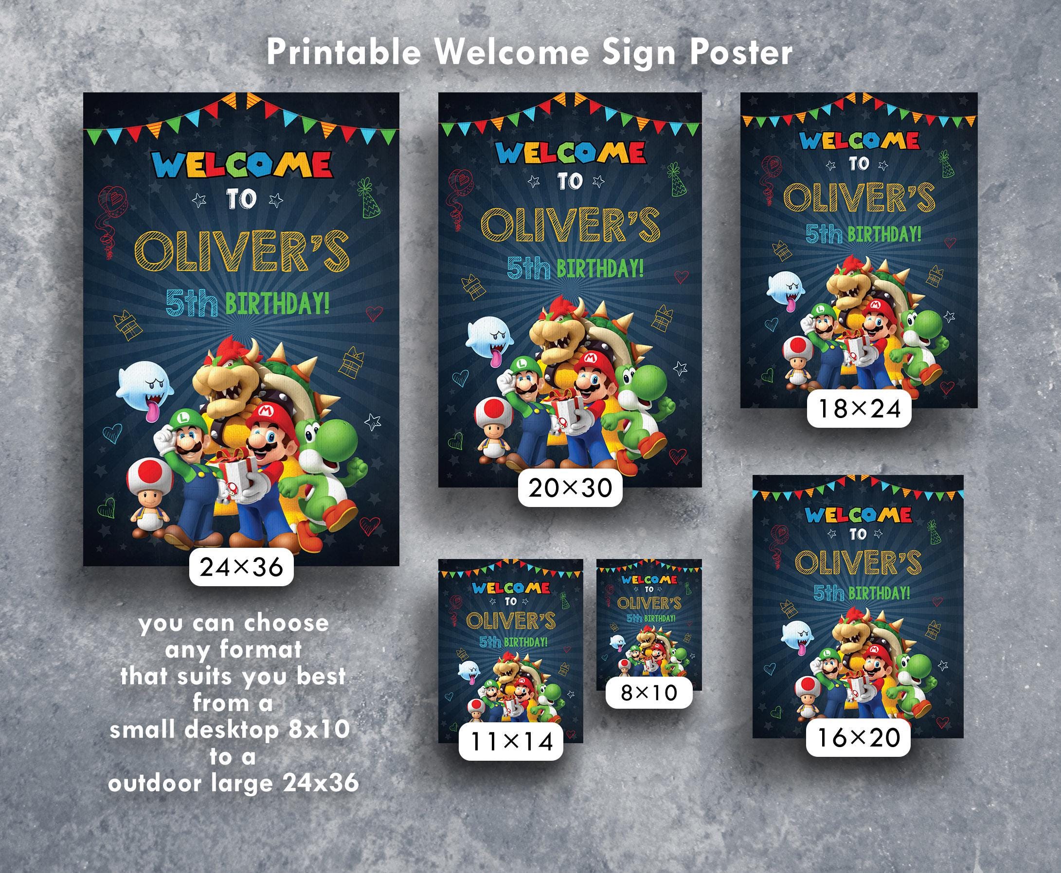 Mario Welcome Sign Mario Printable Welcome Sign Template, Super Birthday Party Welcome in ...