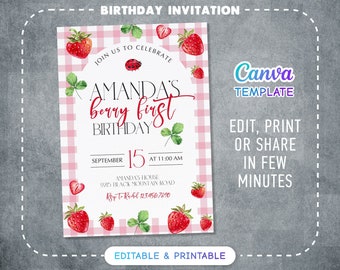 Printable First Bee Day Birthday Invitation, 1st Bee-Day Party Invite, Editable honey bee party, Bumble Bee Invite, One Birthday Invite Girl