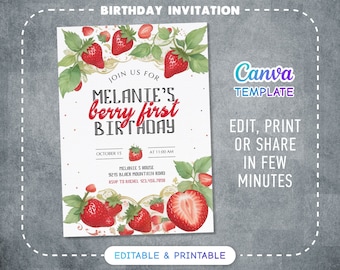 Printable First Bee Day Birthday Invitation, 1st Bee-Day Party Invite, Editable honey bee party, Bumble Bee Invite, One Birthday Invite Girl