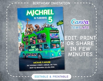Zootopia 2 movie birthday invitation, Judy Hopps invite, Nick Wilde invite, printable editable movie party, ticket invite template
