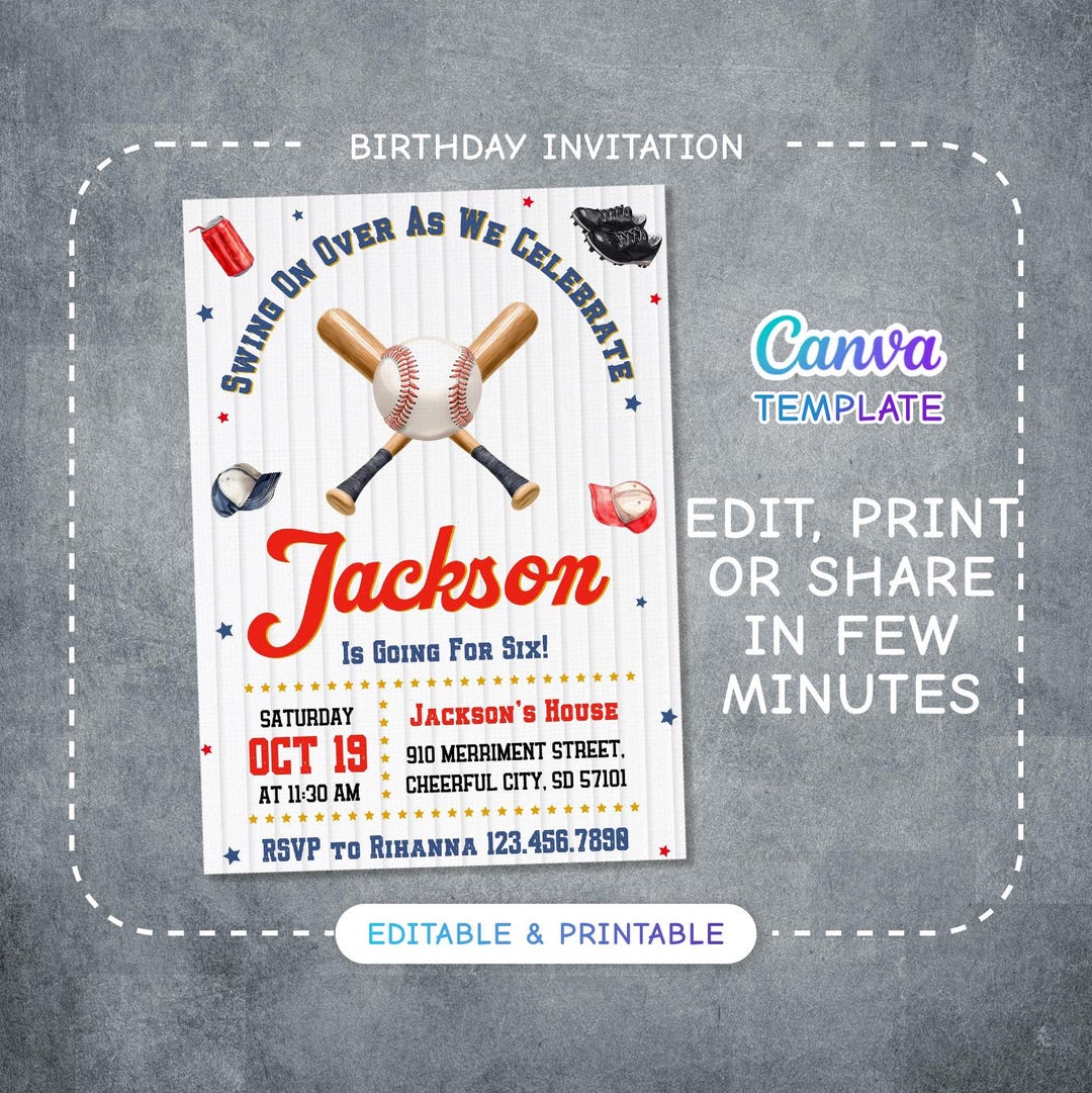 Baseball Invitation, National League Birthday Invitation Template ...