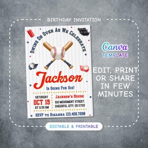 Baseball invitation, national league birthday invitation template, Printable editable invite, rookie of year, sports invite, base ball party