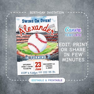 Baseball invitation, national league birthday invitation template, Printable editable invite, rookie of year, sports invite, base ball party
