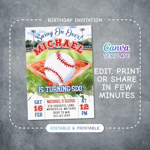 Baseball invitation, national league birthday invitation template, Printable editable invite, rookie of year, sports invite, base ball party