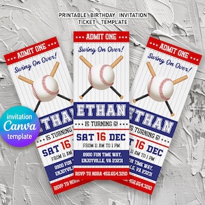 Baseball invitation, mlb birthday invite, Printable editable sports ticket invite template, rookie of year, all-star show party