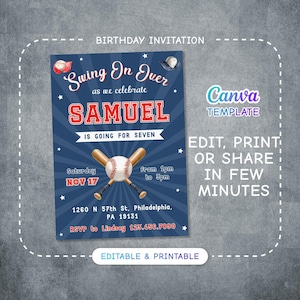 Baseball invitation, national league birthday invitation template, Printable editable invite, rookie of year, sports invite, base ball party