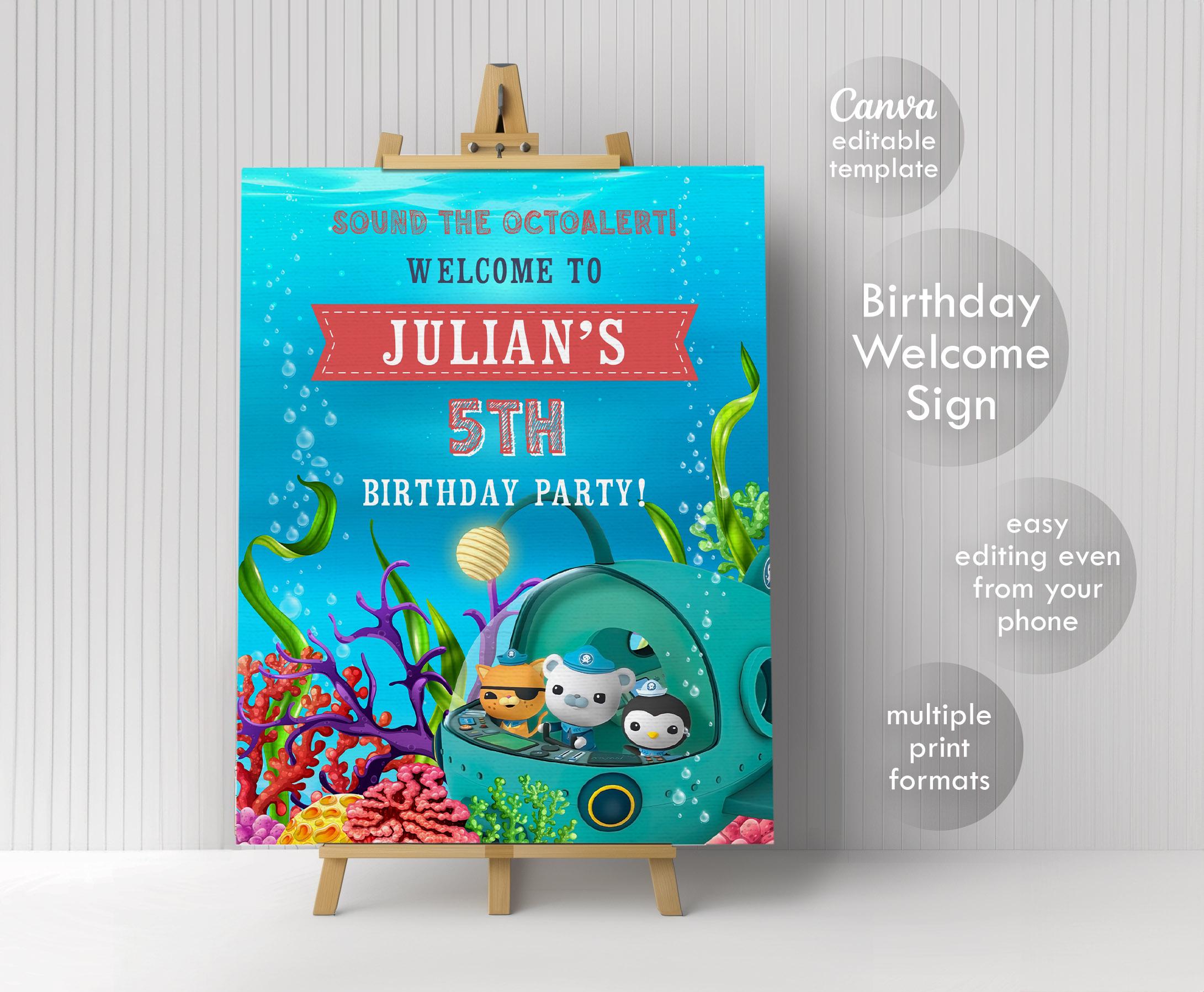 Octonauts Welcome Sign Template, Printable Birthday Party Octanauts ...