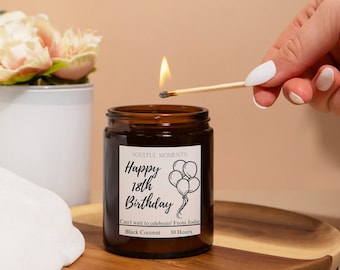 18th Birthday gift. Candle personalised 18th gift. Birthday candle 18th.  Candle gift set 18th.