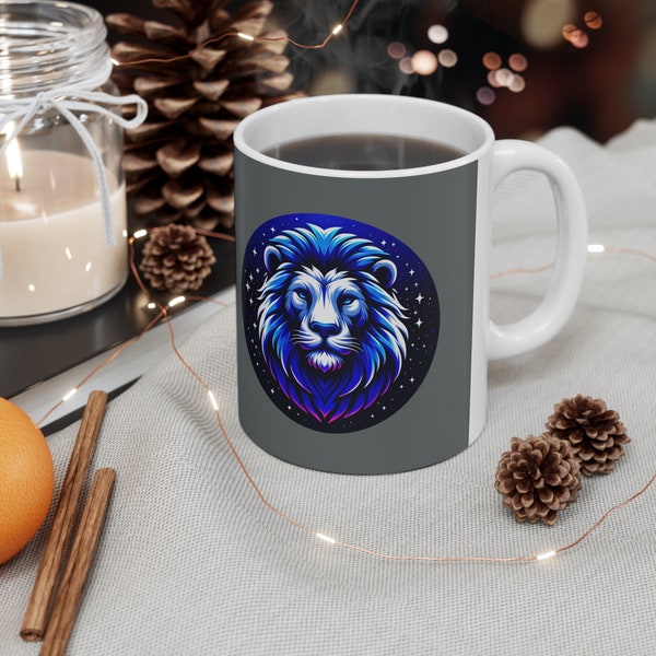 Ceramic coffee Mug 11oz, Lion coffee mug, 11oz lion mug, Microwavable coffee mug, Dishwasher-safe coffee mug, Giftable mugs