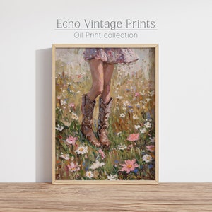 Pink Cowgirl Boots Painting Print| Pink Western Nursery Printable | Dorm Room Wall Art | Boho Girl Decor Digital Download| Farm Girl Flowers