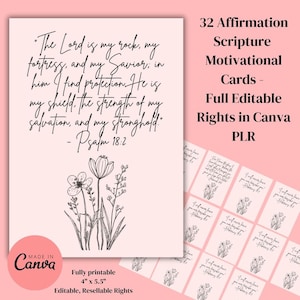 32 PLR Affirmation Schrift Motivation Ermutigung Karten für Frauen | Bearbeitbare Vorlage | Privat Wiederverkaufsrechte | Druckbar