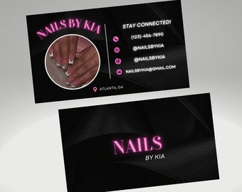 Visitenkarten für Nageltechniker/Friseur + Rosa und Schwarz