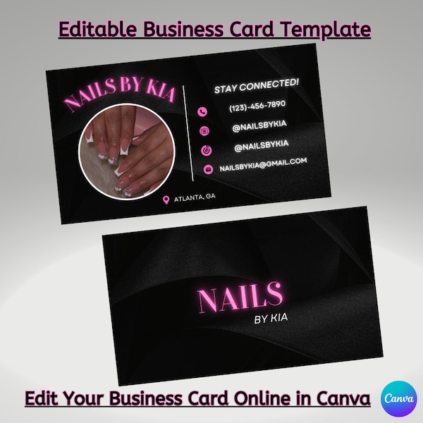 Nail Tech/Hairstylist Business Cards + Pink and Black