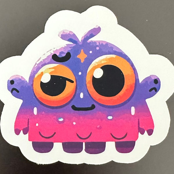 Goofy Monster Sticker - Pink and Purple Monster, Perfect for Laptops, Tablets, and Scrapbooking