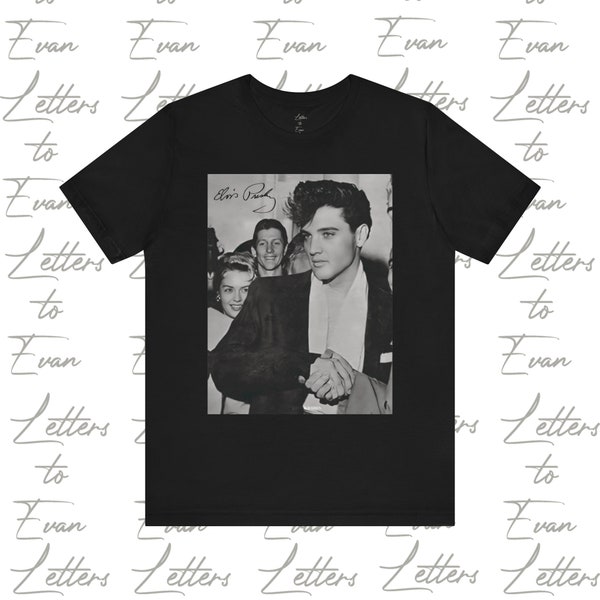 Elvis Presley Shaking Hands In Vintage Photo With Signature Tee Shirt