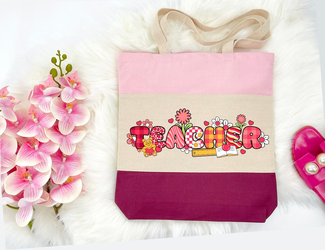 Teacher Floral Tote Bag, Flower Bag, Teacher Life Bag, Teacher Tote Bag ...