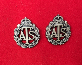 Auxiliary Territory Service ( ATS ) Uniform Collar Badges WW2