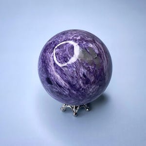 Rare Charoite Sphere | Chatoyant Velvet Purple Charoite | Crystal Sphere (No. 1) | 44mm | Stand Included
