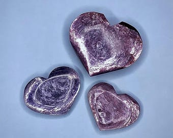Gem Lepidolite Heart | (You Choose) | Purple Mica Crystal Carving