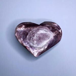 Gem Lepidolite Heart | Purple Mica | High Quality Lepidolite | Heart Palmstone | Crystal Heart Carving | (No. 5)