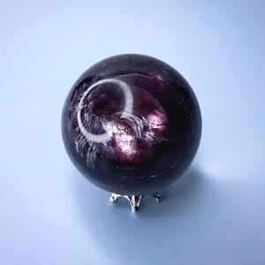 Gem Lepidolite Sphere | Purple Mica | High Quality Lepidolite | Crystal Sphere | (No. 1) | 44mm | Stand Included