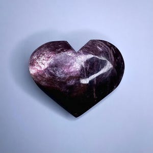 Gem Lepidolite Heart | Purple Mica | High Quality Lepidolite | Heart Palmstone | Crystal Heart Carving | (No. 3)