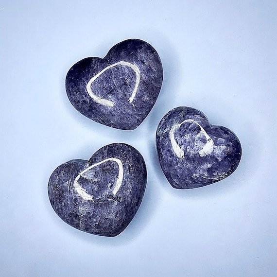 Bloodshot Iolite Heart Carving | Purple Sunstone | Crystal Decor | (You Choose)