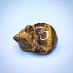 Tigers Eye Sleeping Cat | Quartz Crystal Carving | (You Choose)
