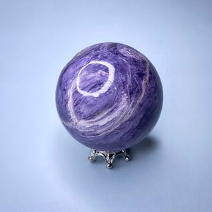 Rare Charoite Sphere | Chatoyant Velvet Purple Charoite | Crystal Sphere (No. 2) | 44mm | Stand Included