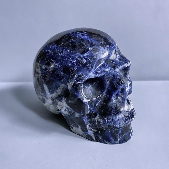 1lb+ Sodalite Skull | Large Crystal Skull | Crystal Decor | Crystal Skull Carving