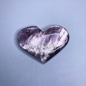 Gem Lepidolite Heart | Purple Mica | High Quality Lepidolite | Heart Palmstone | Crystal Heart Carving | (No. 8)