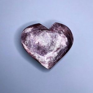 Gem Lepidolite Heart | Purple Mica | High Quality Lepidolite | Heart Palmstone | Crystal Heart Carving | (No. 9)