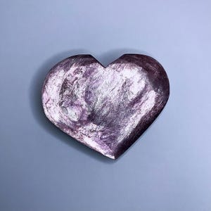 Gem Lepidolite Heart | Purple Mica | High Quality Lepidolite | Heart Palmstone | Crystal Heart Carving | (No. 7)