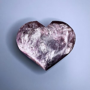 Gem Lepidolite Heart | Purple Mica | High Quality Lepidolite | Heart Palmstone | Crystal Heart Carving | (No. 2)