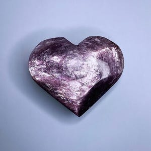 Gem Lepidolite Heart | Purple Mica | High Quality Lepidolite | Heart Palmstone | Crystal Heart Carving | (No. 4)