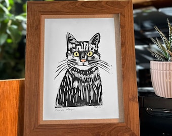 Pspspsps | (The Cat) Handmade A5 Lino Print.